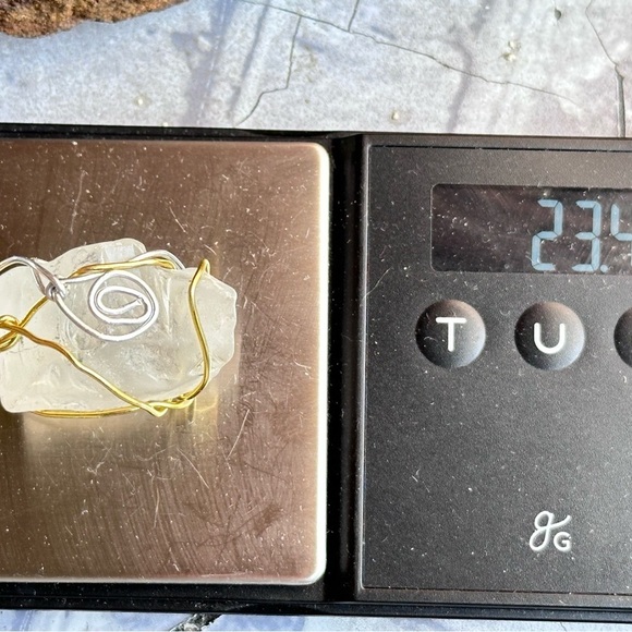 Handmade Gold and Silver Wire Wrapped Pendant Necklace Sea Glass 4215/4174 - Picture 4 of 11